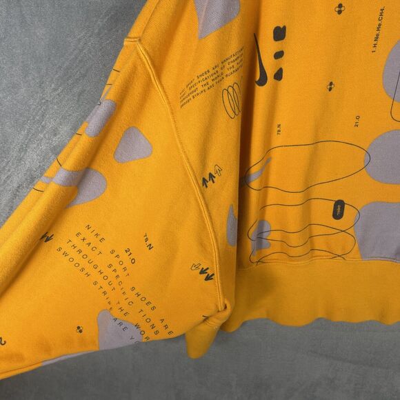 Nike Women’s All Over Print Cropped Fleece Crewneck‎ Sweatshirt Orange Size S - Picture 3 of 6